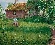 Olof Sager-Nelson Flicka pa blomsterang china oil painting artist